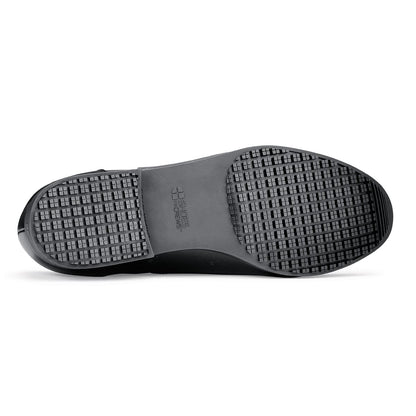The Kora from Shoes For Crews are slip-resistant dress shoes,seen from below.