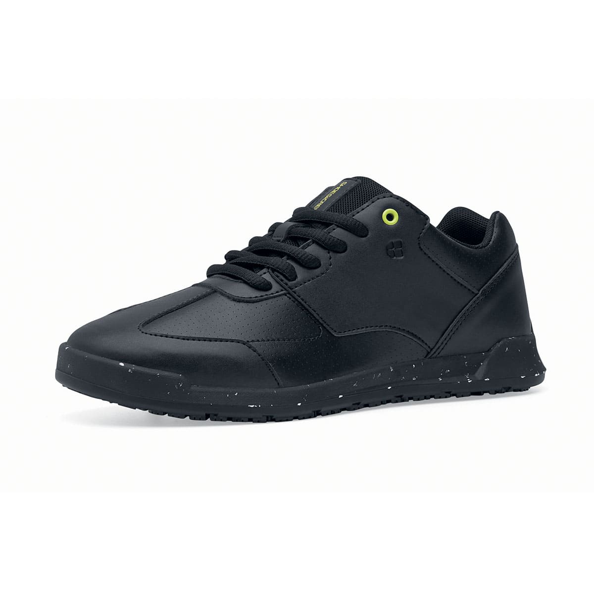 The Freestyle II Eco from Shoes For Crews are slip-resistant, lightweight shoes made from sustainable materials, seen from the left profile.