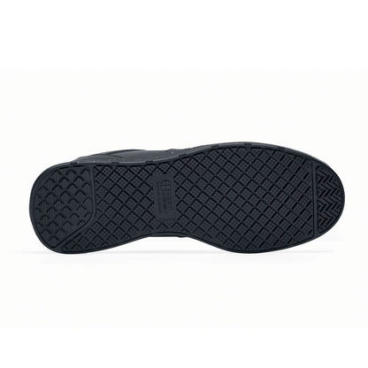 The Freestyle II Eco from Shoes For Crews are slip-resistant, lightweight shoes made from sustainable materials, seen from below.