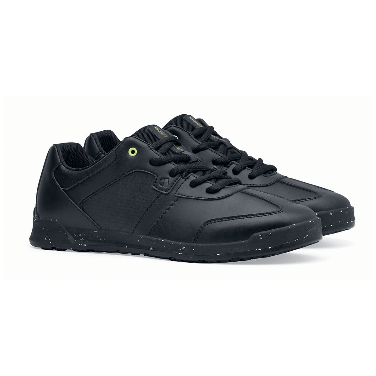 The Freestyle II Eco from Shoes For Crews are slip-resistant, lightweight shoes made from sustainable materials, pair seen in profile on the right.