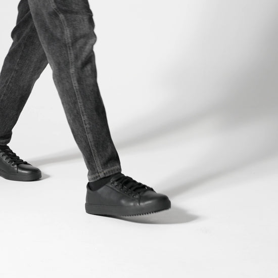 The Old School Low-Rider Black Gladiator Outsole from Shoes For Crews is a slip resistant lace-up shoe designed to provide comfort throughout the day, product video.