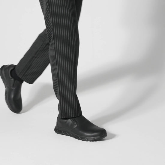 The Cater II Men's from Shoes For Crews has a slip-resistant sole with TriGuard technology, with a water resistant leather upper, product video.