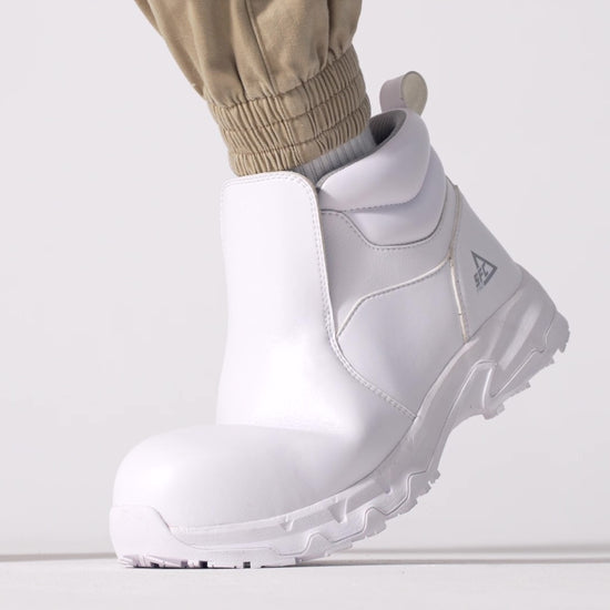 The Inny from Shoes For Crews is a safety shoe with a slip-resistant, clog-resistant upper sole and our advanced TripGuard technology, product video.